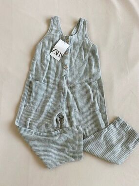 Zara Striped Sleeveless Linen-Blend Jumpsuit
